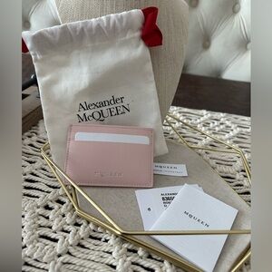 Alexander McQueen Foil Logo Card Holder - Rose/Silver - New with Tags